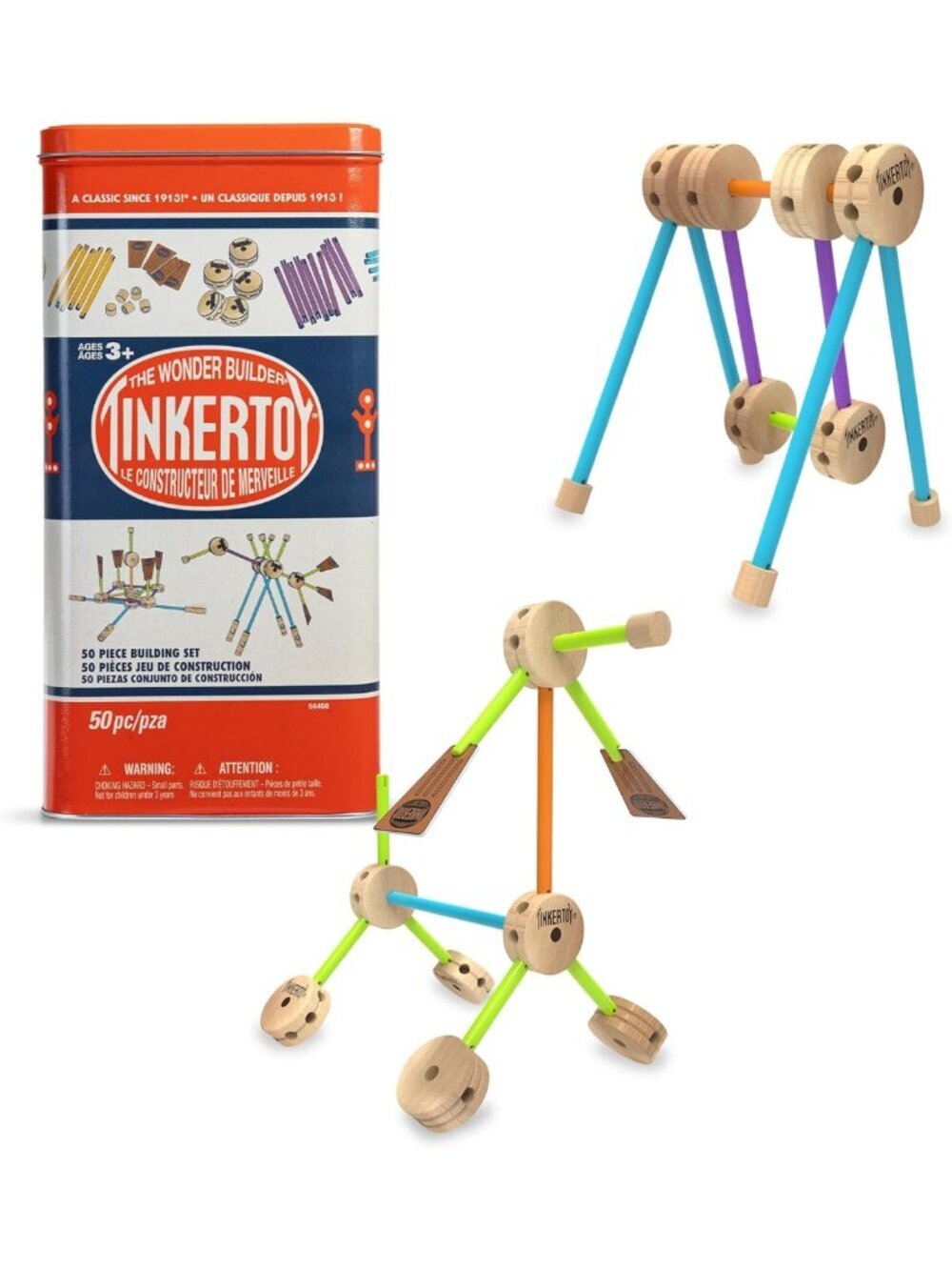 Retro Building Set - 50 Piece Tin Toy - Classic Construction Kit for Kids